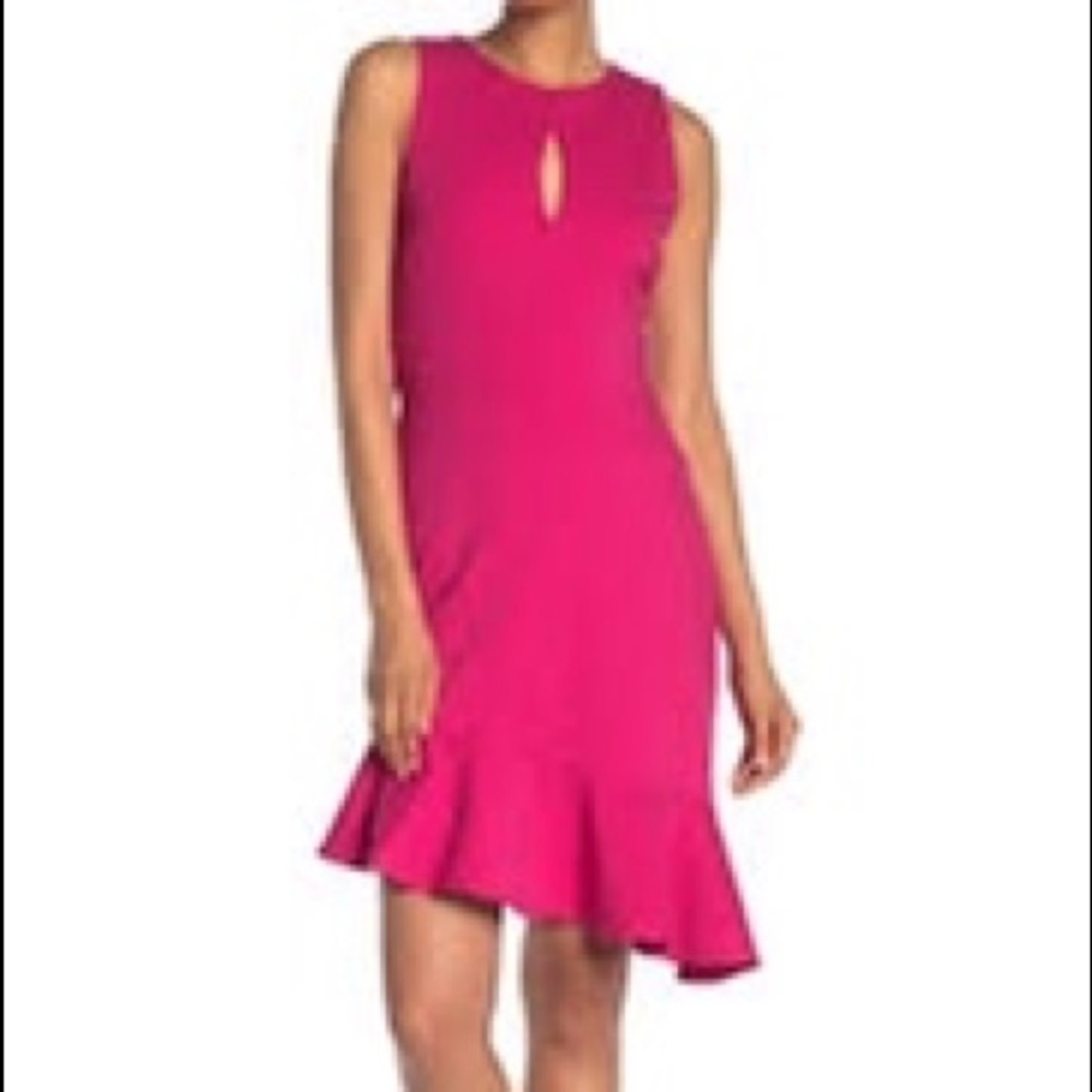 Adelyn Rae Pink Corinne Knit‎ Asymmetrical Dress